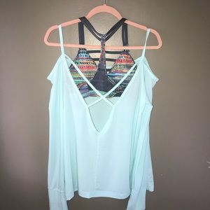 Off the Shoulder Strappy Work Out Shirt